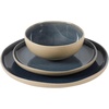 image:imageGibson Elite Bistro Fleur Plates and Bowls Sets 12Piece Stoneware Dinnerware Set for 4 Ivory White Scalloped Dish Set with Dinner Plates Salad Plates amp BowlsBlue Manila Bay