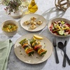 image:imageGibson Elite Bistro Fleur Plates and Bowls Sets 12Piece Stoneware Dinnerware Set for 4 Ivory White Scalloped Dish Set with Dinner Plates Salad Plates amp BowlsTaupe Matisse