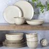image:imageGibson Elite Bistro Fleur Plates and Bowls Sets 12Piece Stoneware Dinnerware Set for 4 Ivory White Scalloped Dish Set with Dinner Plates Salad Plates amp BowlsTaupe Matisse