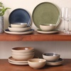 image:imageGibson Elite Bistro Fleur Plates and Bowls Sets 12Piece Stoneware Dinnerware Set for 4 Ivory White Scalloped Dish Set with Dinner Plates Salad Plates amp BowlsAssorted Colors Manila Bay