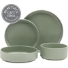 image:imageGibson Elite Bistro Fleur Plates and Bowls Sets 12Piece Stoneware Dinnerware Set for 4 Ivory White Scalloped Dish Set with Dinner Plates Salad Plates amp BowlsMatte Green Deerfield