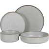 image:imageGibson Elite Bistro Fleur Plates and Bowls Sets 12Piece Stoneware Dinnerware Set for 4 Ivory White Scalloped Dish Set with Dinner Plates Salad Plates amp BowlsGrey Gelston