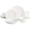 image:imageGibson Elite Bistro Fleur Plates and Bowls Sets 12Piece Stoneware Dinnerware Set for 4 Ivory White Scalloped Dish Set with Dinner Plates Salad Plates amp BowlsWhite Bone China