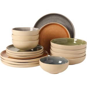 image:imageGibson Elite Bistro Fleur Plates and Bowls Sets 12Piece Stoneware Dinnerware Set for 4 Ivory White Scalloped Dish Set with Dinner Plates Salad Plates amp BowlsAssorted Colors Manila Bay