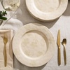 image:imageBloomhouse  2 Time Oprahs Favorite Things  Made in Portugal Hand Painted Dinnerware Set  Porto Petals 12 Piece Service for 4 Floral Plates and Bowls Set  Green OrchidLilly Cream Dinner Plates