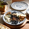 image:imageBloomhouse  2Time Oprahs Favorite Things  Valencia Flor 2 Piece 13 Serving Platter Set Stoneware Platters Mediterranean Floral Decal Design Microwave amp Dishwasher Safe Fern GreenIris Blue 2pc Serving Platte Set