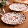 image:imageBloomhouse  2Time Oprahs Favorite Things  Valencia Flor 2 Piece 13 Serving Platter Set Stoneware Platters Mediterranean Floral Decal Design Microwave amp Dishwasher Safe Fern GreenPomegranate Red 2pc Serving Platter Set