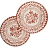image:imageBloomhouse  2Time Oprahs Favorite Things  Valencia Flor 2 Piece 13 Serving Platter Set Stoneware Platters Mediterranean Floral Decal Design Microwave amp Dishwasher Safe Fern GreenPomegranate Red 2pc Serving Platter Set