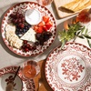 image:imageBloomhouse  2Time Oprahs Favorite Things  Valencia Flor 2 Piece 13 Serving Platter Set Stoneware Platters Mediterranean Floral Decal Design Microwave amp Dishwasher Safe Fern GreenPomegranate Red 2pc Serving Platter Set