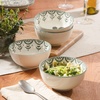 image:imageBloomhouse  2Time Oprahs Favorite Things  Valencia Flor 4 Piece 6 Cereal Bowl Set Stoneware Bowls Mediterranean Floral Decal Design Microwave amp Dishwasher Safe Iris BlueFern Green 4pc Cereal Bowl Set