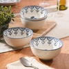 image:imageBloomhouse  2Time Oprahs Favorite Things  Valencia Flor 4 Piece 6 Cereal Bowl Set Stoneware Bowls Mediterranean Floral Decal Design Microwave amp Dishwasher Safe Iris BlueIris Blue 4pc Cereal Bowl Set