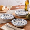 image:imageBloomhouse  2Time Oprahs Favorite Things  Valencia Flor 4 Piece 6 Cereal Bowl Set Stoneware Bowls Mediterranean Floral Decal Design Microwave amp Dishwasher Safe Iris BlueIris Blue 4pc Dinner Bowl Set