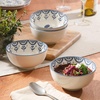 image:imageBloomhouse  2Time Oprahs Favorite Things  Valencia Flor 4 Piece 6 Cereal Bowl Set Stoneware Bowls Mediterranean Floral Decal Design Microwave amp Dishwasher Safe Iris BlueIris Blue 4pc Cereal Bowl Set