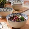 image:imageBloomhouse  2Time Oprahs Favorite Things  Valencia Flor 4 Piece 6 Cereal Bowl Set Stoneware Bowls Mediterranean Floral Decal Design Microwave amp Dishwasher Safe Iris BlueIris Blue 4pc Cereal Bowl Set