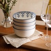 image:imageBloomhouse  2Time Oprahs Favorite Things  Valencia Flor 4 Piece 6 Cereal Bowl Set Stoneware Bowls Mediterranean Floral Decal Design Microwave amp Dishwasher Safe Iris BlueIris Blue 4pc Cereal Bowl Set
