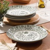 image:imageBloomhouse  2Time Oprahs Favorite Things  Valencia Flor 4 Piece Dessert amp Salad Plate Set 875 Stoneware Plates Mediterranean Floral Decal Design Microwave amp Dishwasher Safe Iris BlueFern Green 4pc Dinner Plate Set