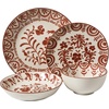 image:imageBloomhouse  2Time Oprahs Favorite Things  Valencia Flor 4 Piece Dessert amp Salad Plate Set 875 Stoneware Plates Mediterranean Floral Decal Design Microwave amp Dishwasher Safe Iris BluePomegranate Red 16pc Dinnerware Set
