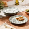 image:imageBloomhouse  2Time Oprahs Favorite Things  Valencia Flor 4 Piece Dessert amp Salad Plate Set 875 Stoneware Plates Mediterranean Floral Decal Design Microwave amp Dishwasher Safe Iris BlueFern Green 4pc Salad Plate Set