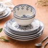 image:imageBloomhouse  2Time Oprahs Favorite Things  Valencia Flor 4 Piece Dessert amp Salad Plate Set 875 Stoneware Plates Mediterranean Floral Decal Design Microwave amp Dishwasher Safe Iris BlueIris Blue 16pc Dinnerware Set