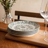 image:imageBloomhouse  2Time Oprahs Favorite Things  Valencia Flor 4 Piece Dessert amp Salad Plate Set 875 Stoneware Plates Mediterranean Floral Decal Design Microwave amp Dishwasher Safe Iris BlueFern Green 4pc Salad Plate Set
