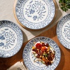 image:imageBloomhouse  2Time Oprahs Favorite Things  Valencia Flor 4 Piece Dessert amp Salad Plate Set 875 Stoneware Plates Mediterranean Floral Decal Design Microwave amp Dishwasher Safe Iris BlueIris Blue 4pc Dinner Plate Set