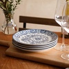 image:imageBloomhouse  2Time Oprahs Favorite Things  Valencia Flor 4 Piece Dessert amp Salad Plate Set 875 Stoneware Plates Mediterranean Floral Decal Design Microwave amp Dishwasher Safe Iris BlueIris Blue 4pc Salad Plate Set