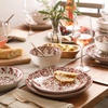 image:imageBloomhouse  2Time Oprahs Favorite Things  Valencia Flor 4 Piece Dessert amp Salad Plate Set 875 Stoneware Plates Mediterranean Floral Decal Design Microwave amp Dishwasher Safe Iris BluePomegranate Red 16pc Dinnerware Set