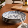 image:imageBloomhouse  2Time Oprahs Favorite Things  Valencia Flor 4 Piece Dessert amp Salad Plate Set 875 Stoneware Plates Mediterranean Floral Decal Design Microwave amp Dishwasher Safe Iris BlueIris Blue 4pc Dinner Plate Set
