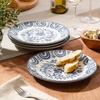 image:imageBloomhouse  2Time Oprahs Favorite Things  Valencia Flor 4 Piece Dessert amp Salad Plate Set 875 Stoneware Plates Mediterranean Floral Decal Design Microwave amp Dishwasher Safe Iris BlueIris Blue 4pc Salad Plate Set