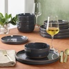 image:imageGibson Elite AvantGarde 12 Piece Stoneware Dinnerware Set for 4 Chateau Grey Plates and Bowls Set with Reactive Glaze Includes Dinner Plates Salad Plates and BowlsBlue Northrock