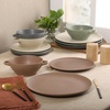 image:imageGibson Elite AvantGarde 12 Piece Stoneware Dinnerware Set for 4 Chateau Grey Plates and Bowls Set with Reactive Glaze Includes Dinner Plates Salad Plates and BowlsAssorted Colors Clover Hill