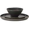 image:imageGibson Elite AvantGarde 12 Piece Stoneware Dinnerware Set for 4 Chateau Grey Plates and Bowls Set with Reactive Glaze Includes Dinner Plates Salad Plates and BowlsBlack Coastal Forest