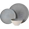 image:imageGibson Elite AvantGarde 12 Piece Stoneware Dinnerware Set for 4 Chateau Grey Plates and Bowls Set with Reactive Glaze Includes Dinner Plates Salad Plates and BowlsGreyCream White Coast Forest