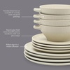 image:imageGibson Elite AvantGarde 12 Piece Stoneware Dinnerware Set for 4 Chateau Grey Plates and Bowls Set with Reactive Glaze Includes Dinner Plates Salad Plates and BowlsWhite Cream Clover Hill