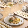 image:imageGibson Elite AvantGarde 12 Piece Stoneware Dinnerware Set for 4 Chateau Grey Plates and Bowls Set with Reactive Glaze Includes Dinner Plates Salad Plates and BowlsGrey Moonstone