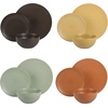 image:imageGibson Elite AvantGarde 12 Piece Stoneware Dinnerware Set for 4 Chateau Grey Plates and Bowls Set with Reactive Glaze Includes Dinner Plates Salad Plates and BowlsBlackYellowOrangeGreen Capetown