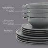 image:imageGibson Elite AvantGarde 12 Piece Stoneware Dinnerware Set for 4 Chateau Grey Plates and Bowls Set with Reactive Glaze Includes Dinner Plates Salad Plates and BowlsDark Blue Clover Hill