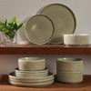image:imageGibson Elite AvantGarde 12 Piece Stoneware Dinnerware Set for 4 Chateau Grey Plates and Bowls Set with Reactive Glaze Includes Dinner Plates Salad Plates and BowlsGreen Solana