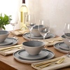 image:imageGibson Elite AvantGarde 12 Piece Stoneware Dinnerware Set for 4 Chateau Grey Plates and Bowls Set with Reactive Glaze Includes Dinner Plates Salad Plates and BowlsGreyCream White Coast Forest