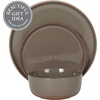 image:imageGibson Elite AvantGarde 12 Piece Stoneware Dinnerware Set for 4 Chateau Grey Plates and Bowls Set with Reactive Glaze Includes Dinner Plates Salad Plates and BowlsBrown Northrock