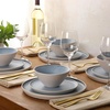 image:imageGibson Elite AvantGarde 12 Piece Stoneware Dinnerware Set for 4 Chateau Grey Plates and Bowls Set with Reactive Glaze Includes Dinner Plates Salad Plates and BowlsBlueCream White Coastal Forest