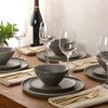image:imageGibson Elite AvantGarde 12 Piece Stoneware Dinnerware Set for 4 Chateau Grey Plates and Bowls Set with Reactive Glaze Includes Dinner Plates Salad Plates and BowlsSlate Grey Coastal Forest