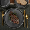 image:imageGibson Elite AvantGarde 12 Piece Stoneware Dinnerware Set for 4 Chateau Grey Plates and Bowls Set with Reactive Glaze Includes Dinner Plates Salad Plates and BowlsBlack Solana