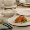 image:imageGibson Elite AvantGarde 12 Piece Stoneware Dinnerware Set for 4 Chateau Grey Plates and Bowls Set with Reactive Glaze Includes Dinner Plates Salad Plates and BowlsWhite Cream Clover Hill