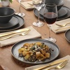 image:imageGibson Elite AvantGarde 12 Piece Stoneware Dinnerware Set for 4 Chateau Grey Plates and Bowls Set with Reactive Glaze Includes Dinner Plates Salad Plates and BowlsBlack Coastal Forest