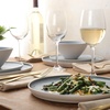 image:imageGibson Elite AvantGarde 12 Piece Stoneware Dinnerware Set for 4 Chateau Grey Plates and Bowls Set with Reactive Glaze Includes Dinner Plates Salad Plates and BowlsBlueCream White Coastal Forest