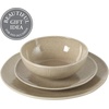 image:imageGibson Elite AvantGarde 12 Piece Stoneware Dinnerware Set for 4 Chateau Grey Plates and Bowls Set with Reactive Glaze Includes Dinner Plates Salad Plates and BowlsCream Taupe Sandy Pines