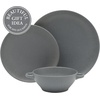image:imageGibson Elite AvantGarde 12 Piece Stoneware Dinnerware Set for 4 Chateau Grey Plates and Bowls Set with Reactive Glaze Includes Dinner Plates Salad Plates and BowlsDark Blue Clover Hill