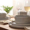 image:imageGibson Elite AvantGarde 12 Piece Stoneware Dinnerware Set for 4 Chateau Grey Plates and Bowls Set with Reactive Glaze Includes Dinner Plates Salad Plates and BowlsChateau Grey AvantGarde