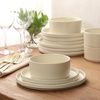 image:imageGibson Elite AvantGarde 12 Piece Stoneware Dinnerware Set for 4 Chateau Grey Plates and Bowls Set with Reactive Glaze Includes Dinner Plates Salad Plates and BowlsLinen White AvantGarde